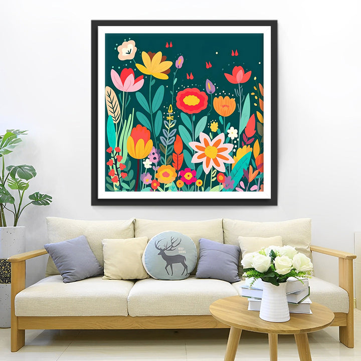 Verschillende Cartoonbloemen Diamond Painting