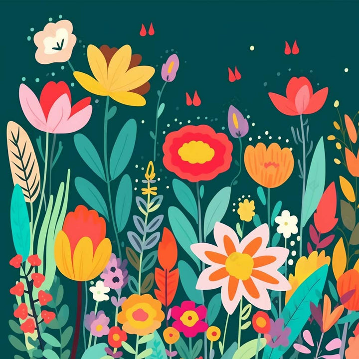 Verschillende Cartoonbloemen Diamond Painting