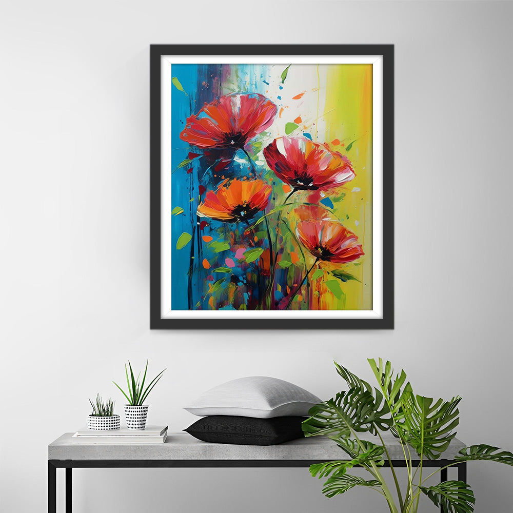 Vier Rode Klaprozen Diamond Painting