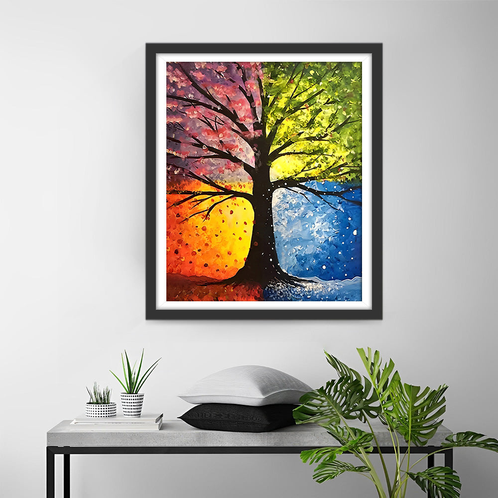 Vier Seizoenen Boom Diamond Painting