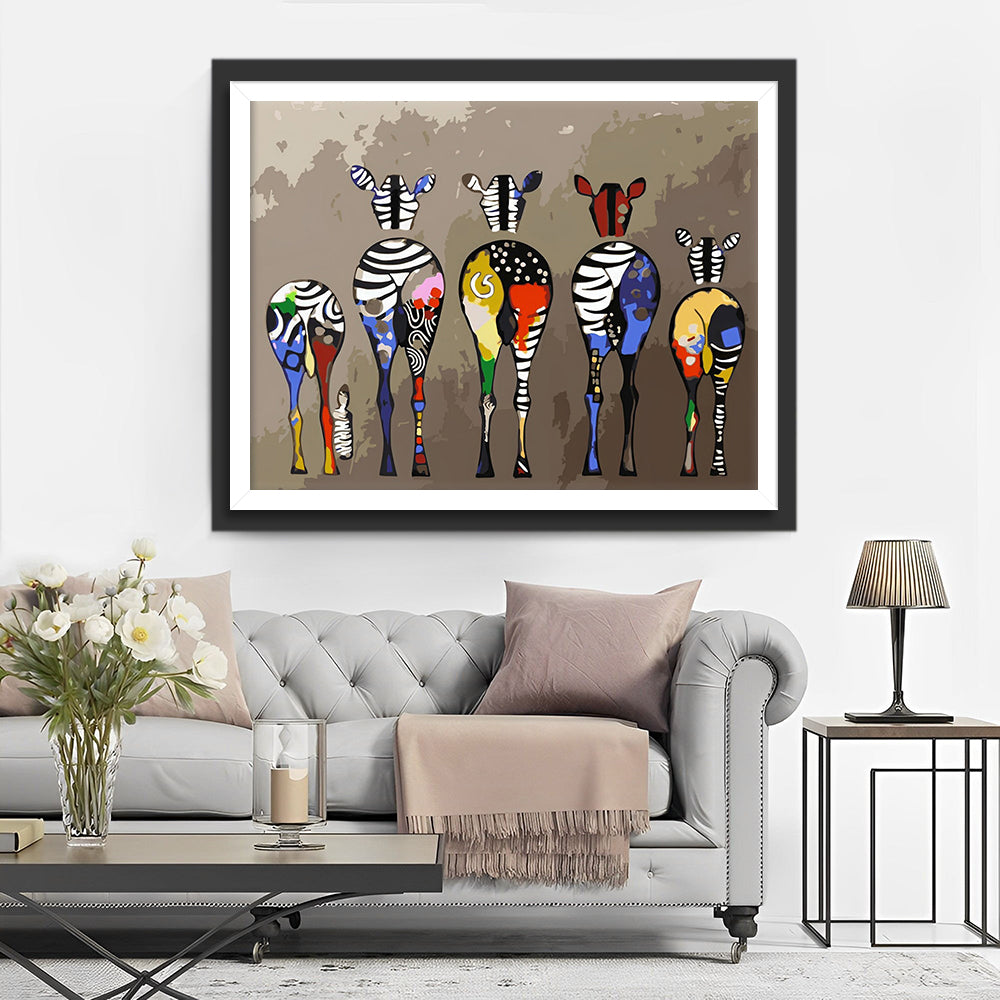 Vijf Graffiti Zebras Diamond Painting