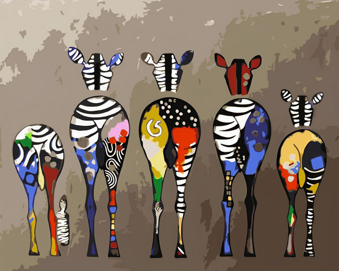 Vijf Graffiti Zebras Diamond Painting