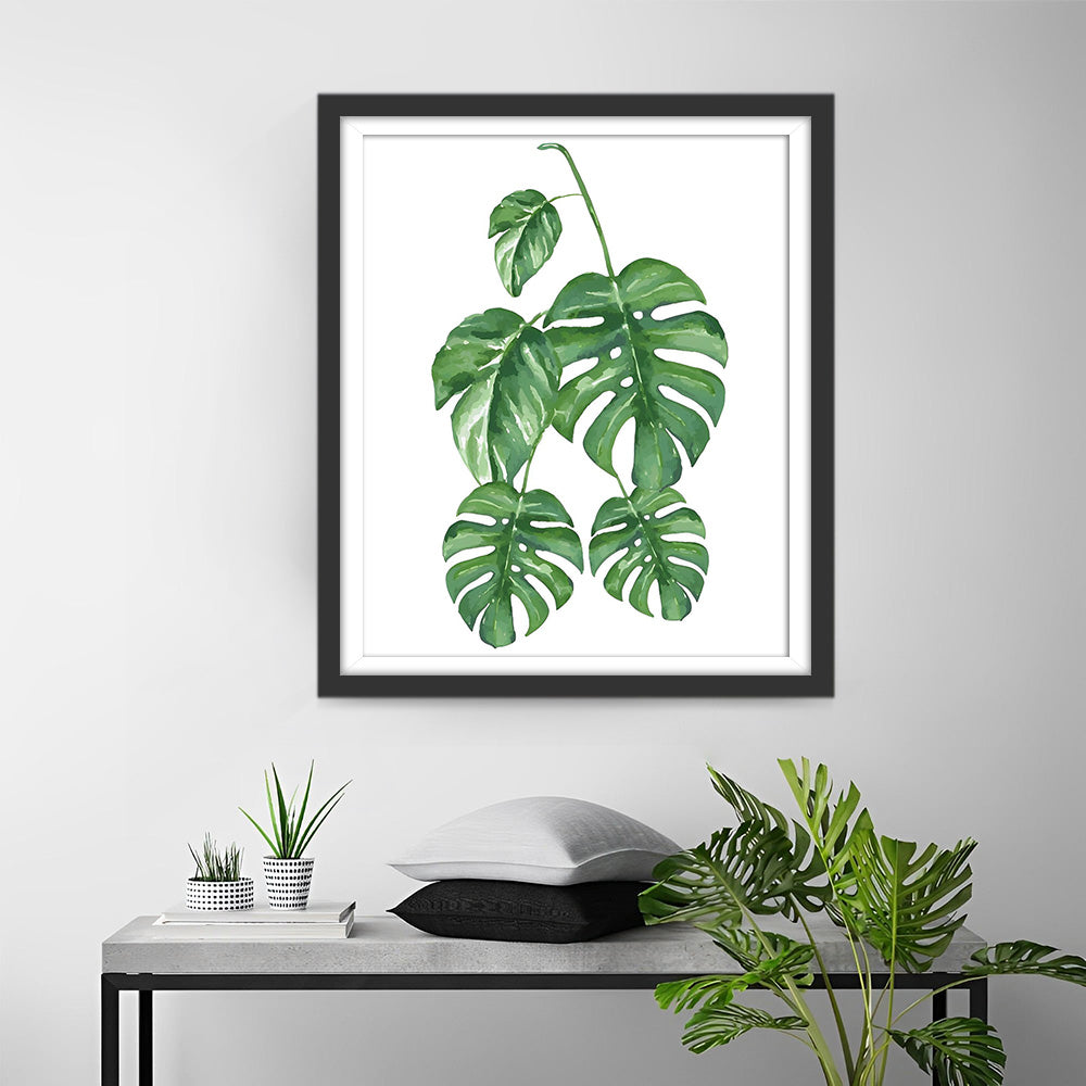 Vijf Monstera Bladeren Diamond Painting