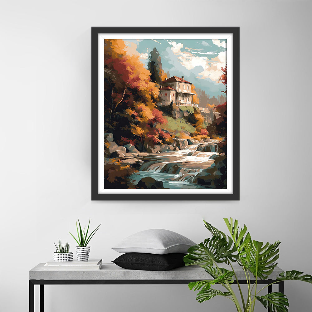 Villa bij de Waterval Diamond Painting