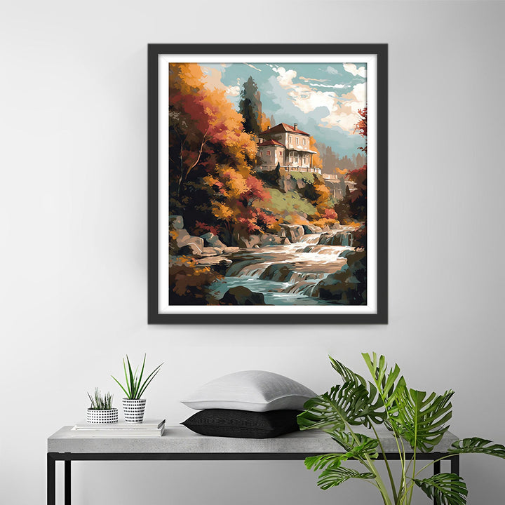 Villa bij de Waterval Diamond Painting
