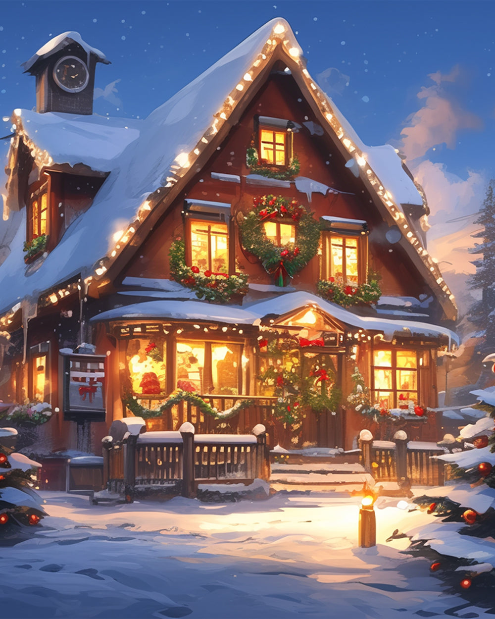 Villa met Kerstsfeer Diamond Painting