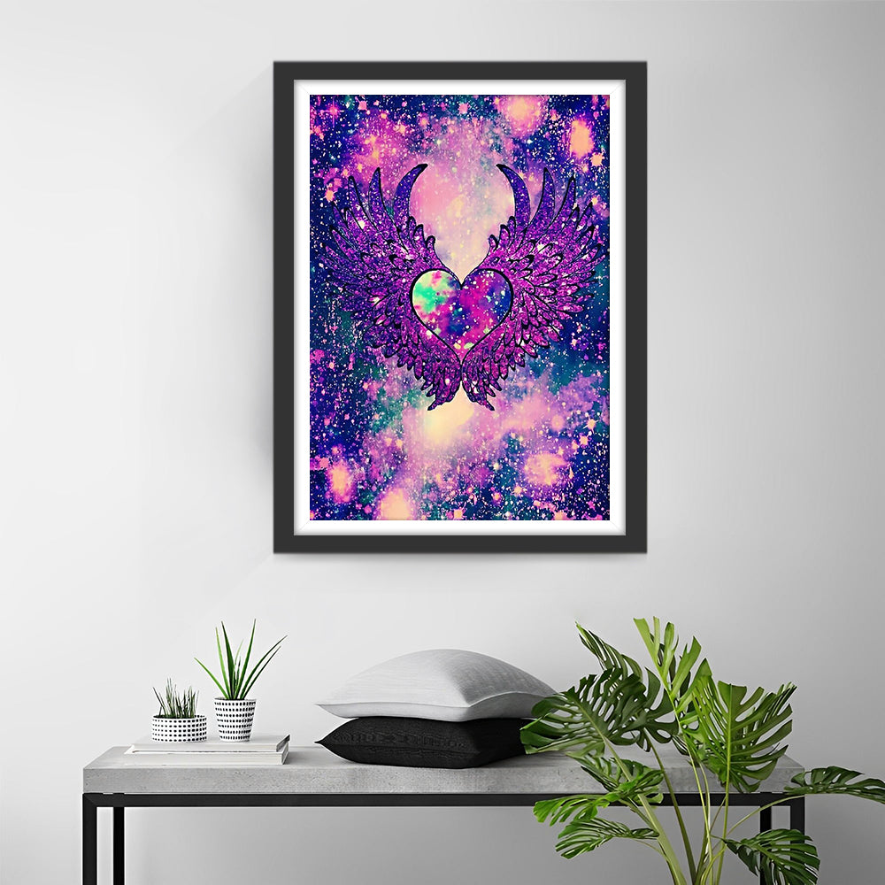Vleugelhart in een Kleurrijk Kosmisch Decor Diamond Painting