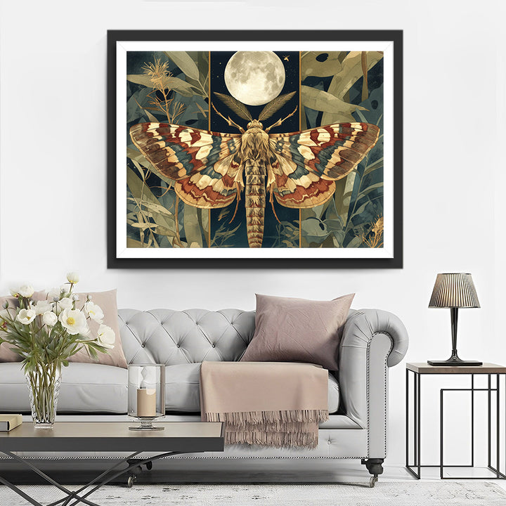 Vliegende Mot en Volle Maan Diamond Painting