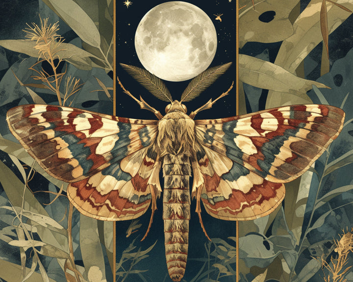 Vliegende Mot en Volle Maan Diamond Painting