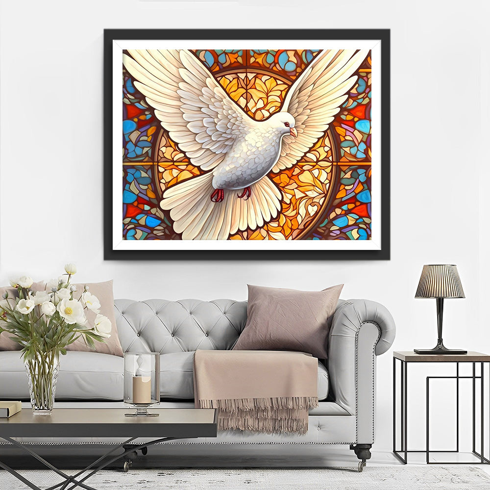 Vliegende Witte Duif Diamond Painting