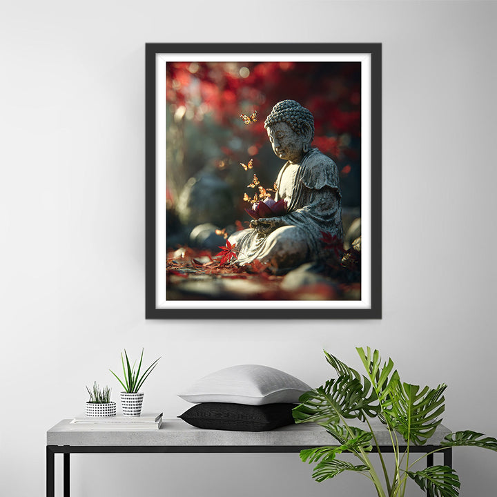 Vlinders en Boeddhabeeld Diamond Painting
