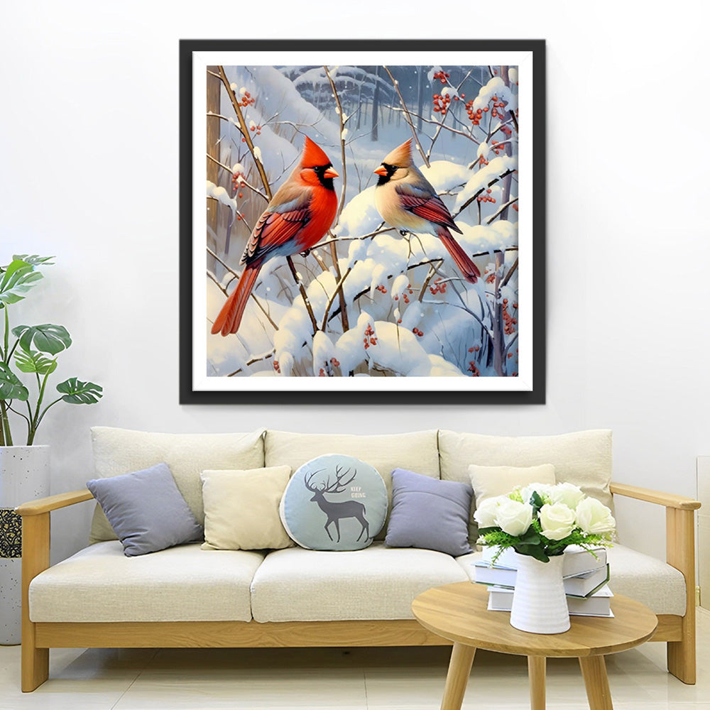 Vogels in de Sneeuw Diamond Painting