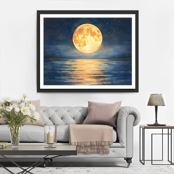 Volle Maan boven Zee‘s Nachts Diamond Painting