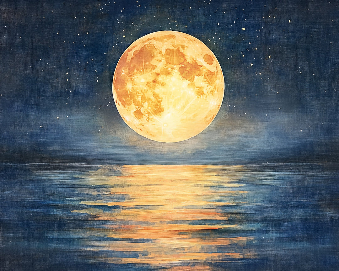 Volle Maan boven Zee‘s Nachts Diamond Painting