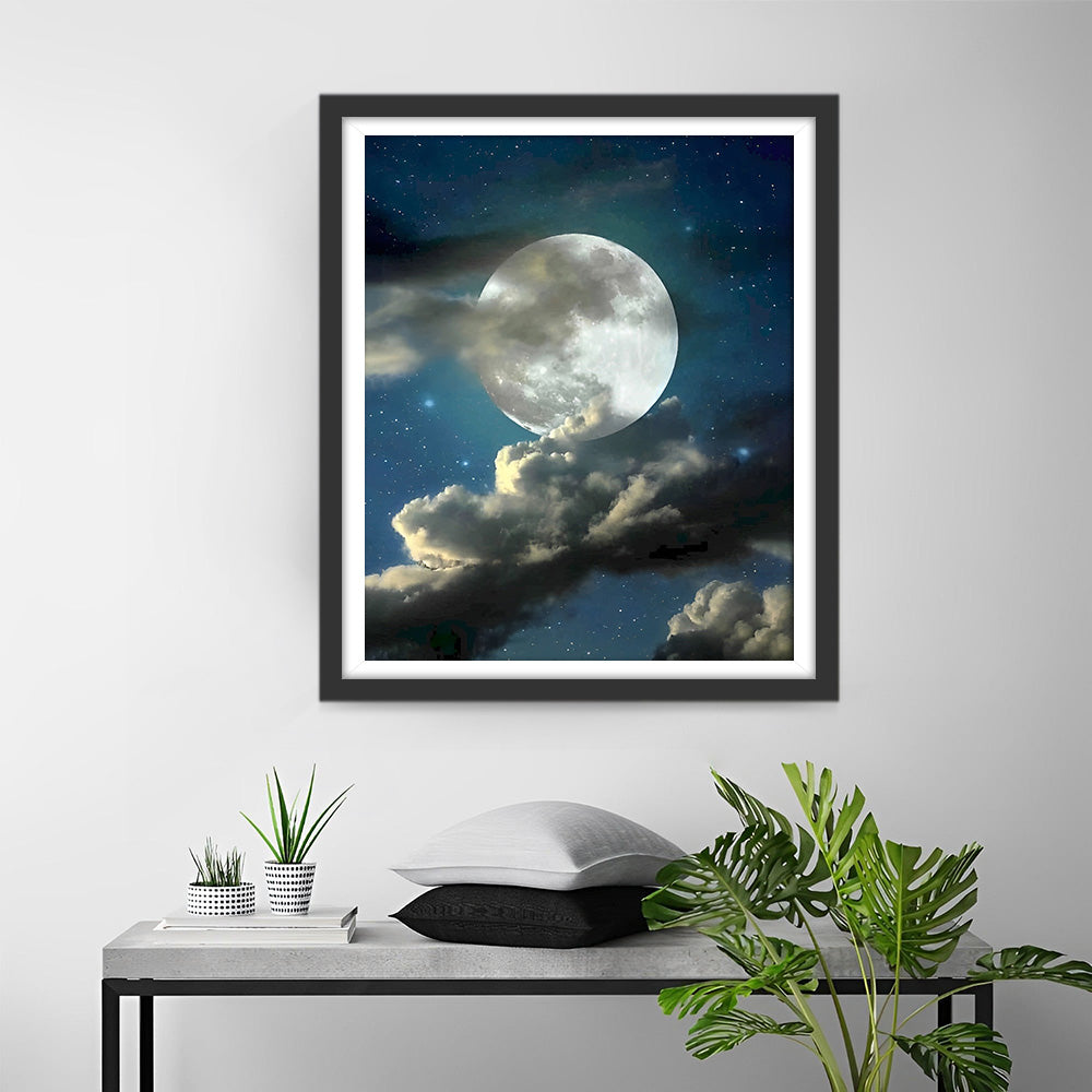 Volle Maan en Wolken Diamond Painting