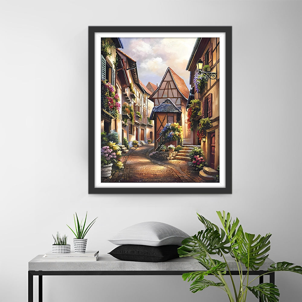 Vredig Europees Stadje Diamond Painting