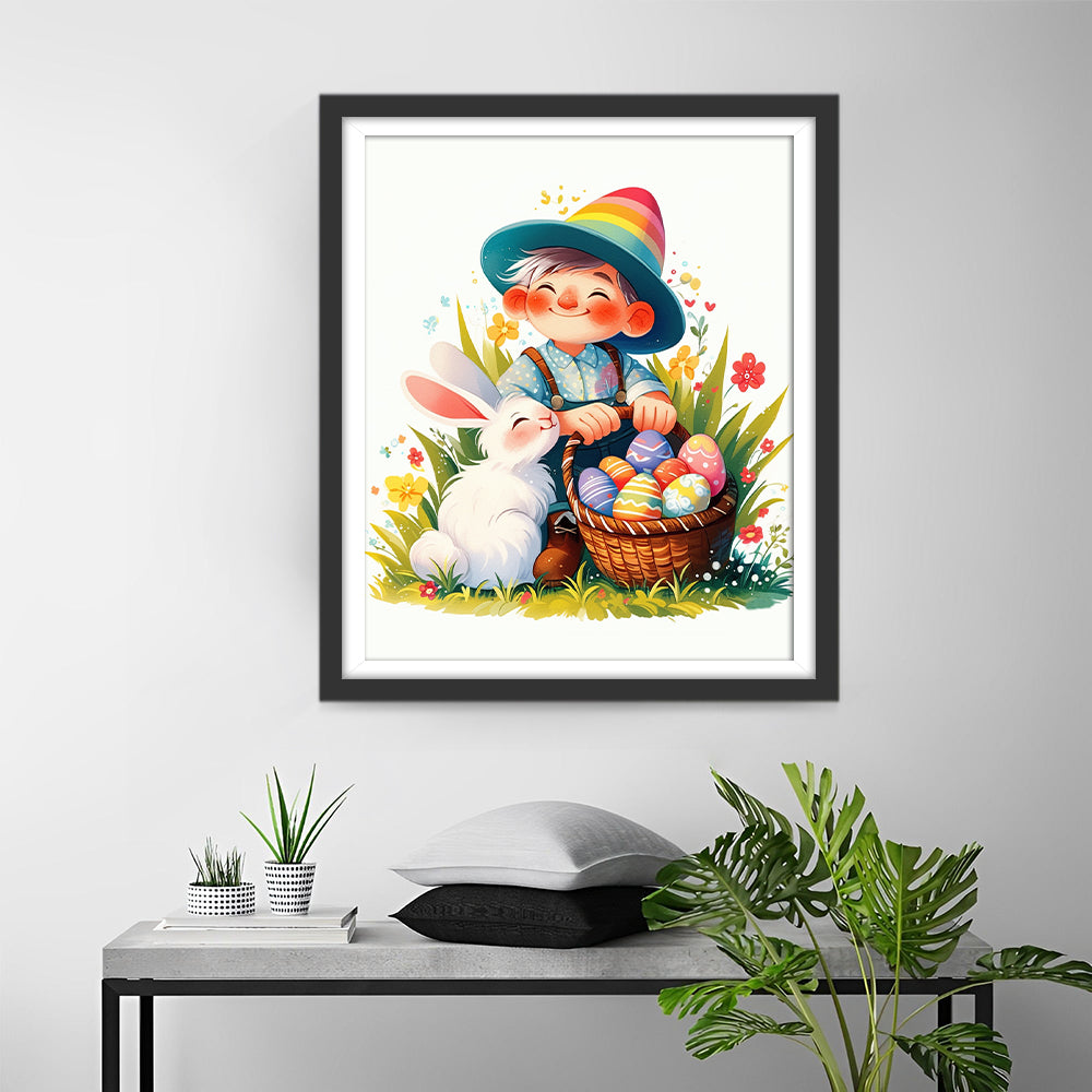 Vrolijk Kind-Konijn Moment Diamond Painting