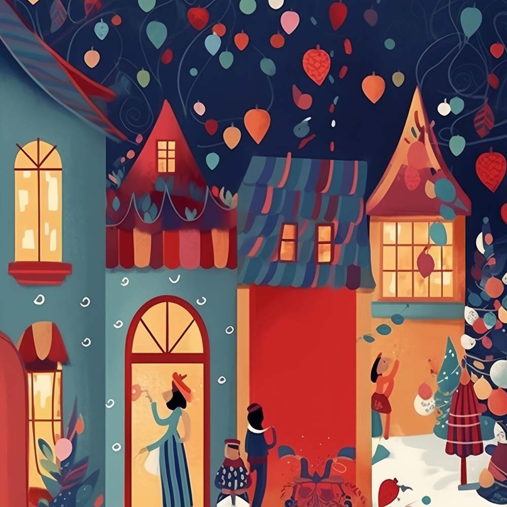 Vrolijke Kerstmis Cartoonfiguren Diamond Painting