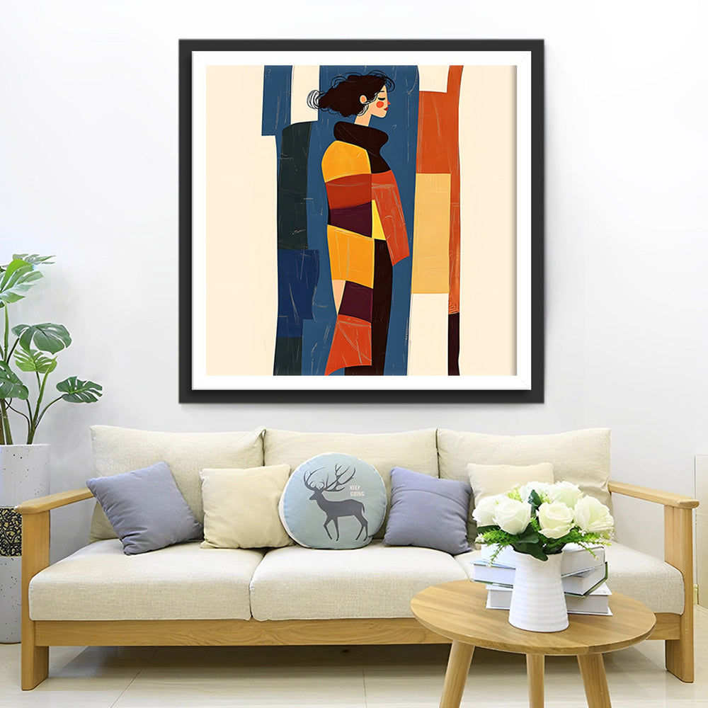 Vrouw met Sjaal Diamond Painting