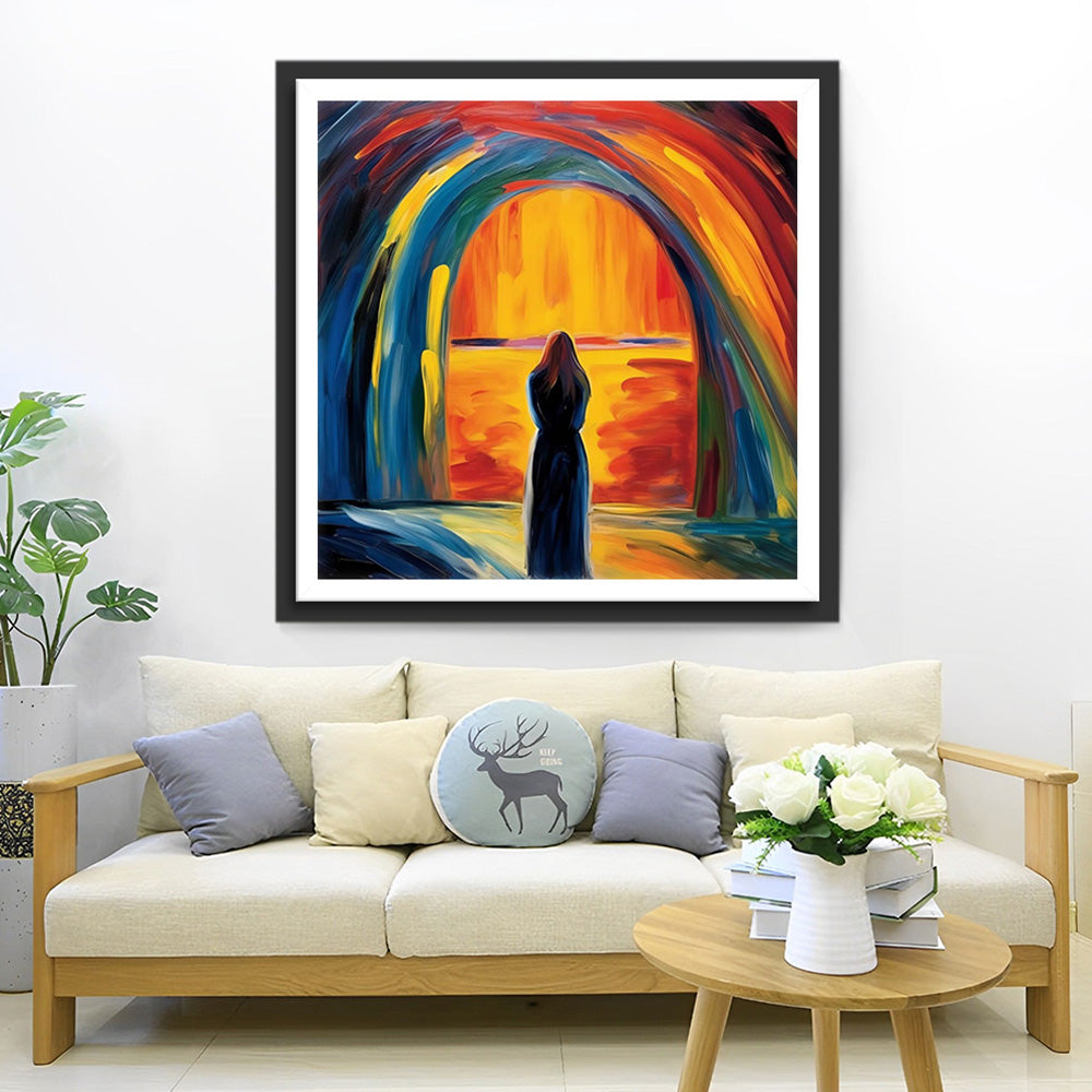 Vrouw onder Abstracte Boog Diamond Painting