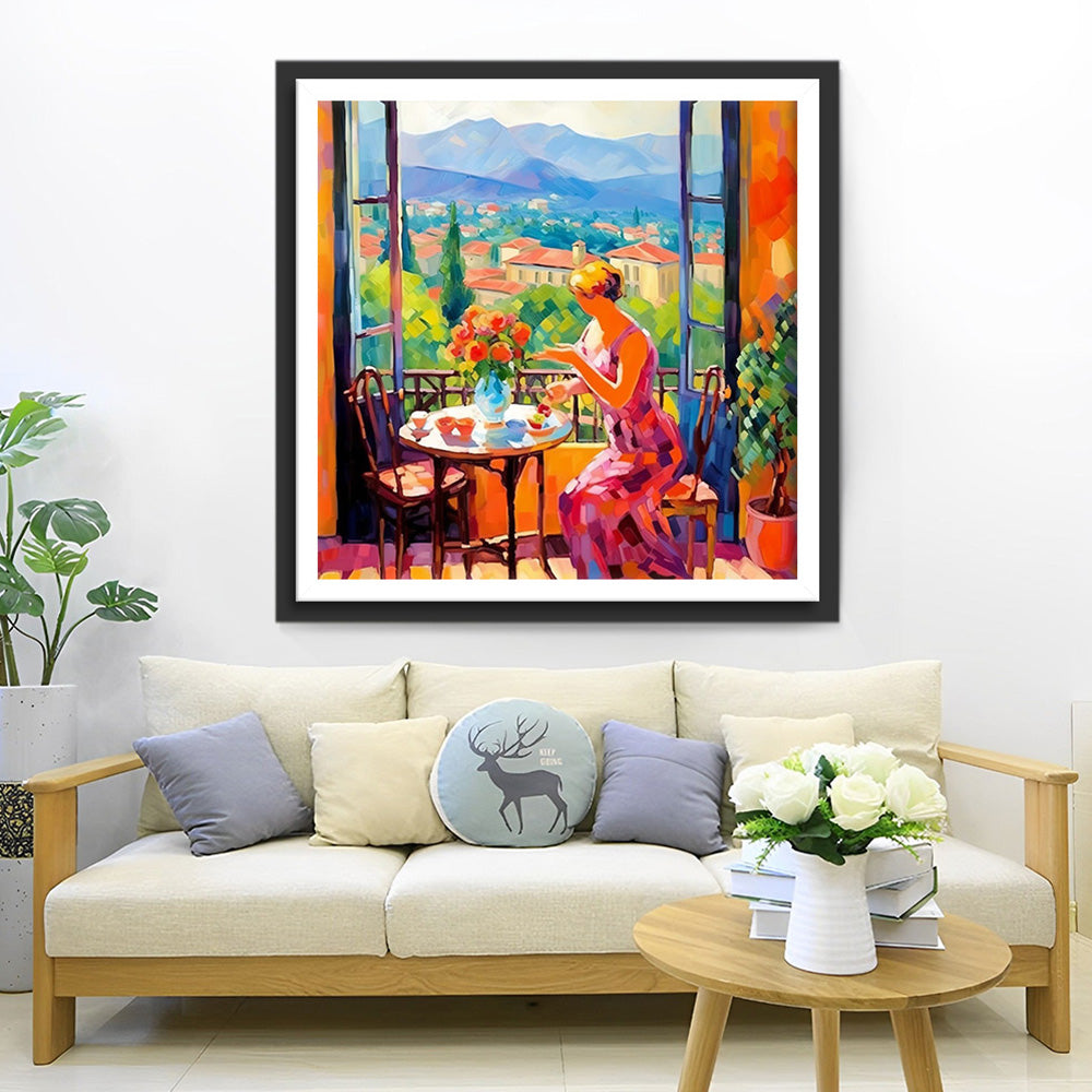 Vrouw op Vakantie in de Bergen Diamond Painting