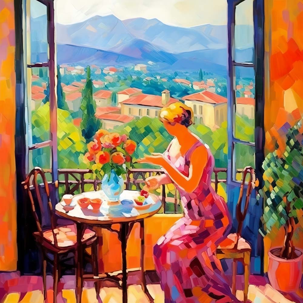 Vrouw op Vakantie in de Bergen Diamond Painting