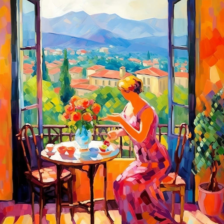 Vrouw op Vakantie in de Bergen Diamond Painting
