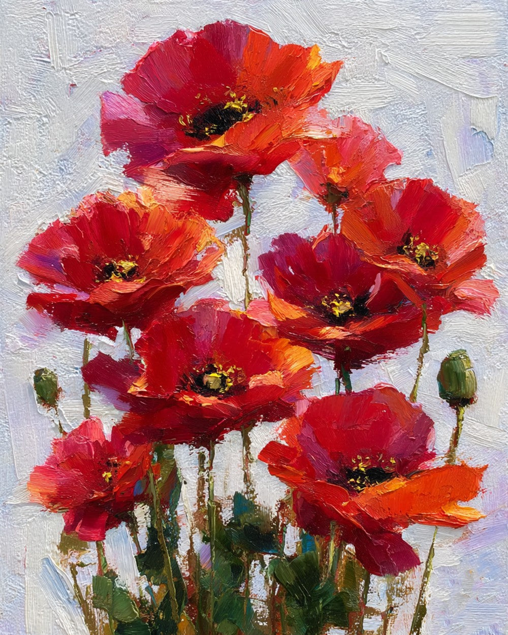 Vurige Rode Klaprozen Diamond Painting