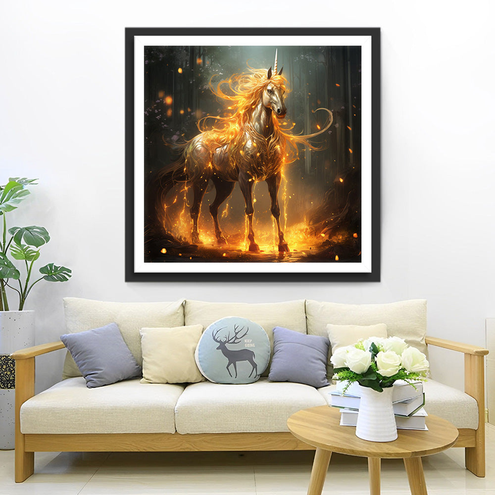 Vuur Eenhoorn in het Bos Diamond Painting
