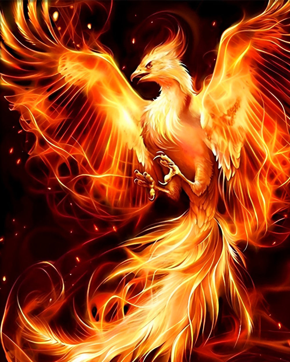 Vuur Phoenix in het Donker Diamond Painting