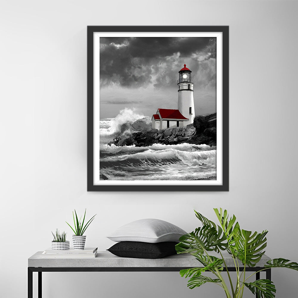 Vuurtoren in de Storm Diamond Painting