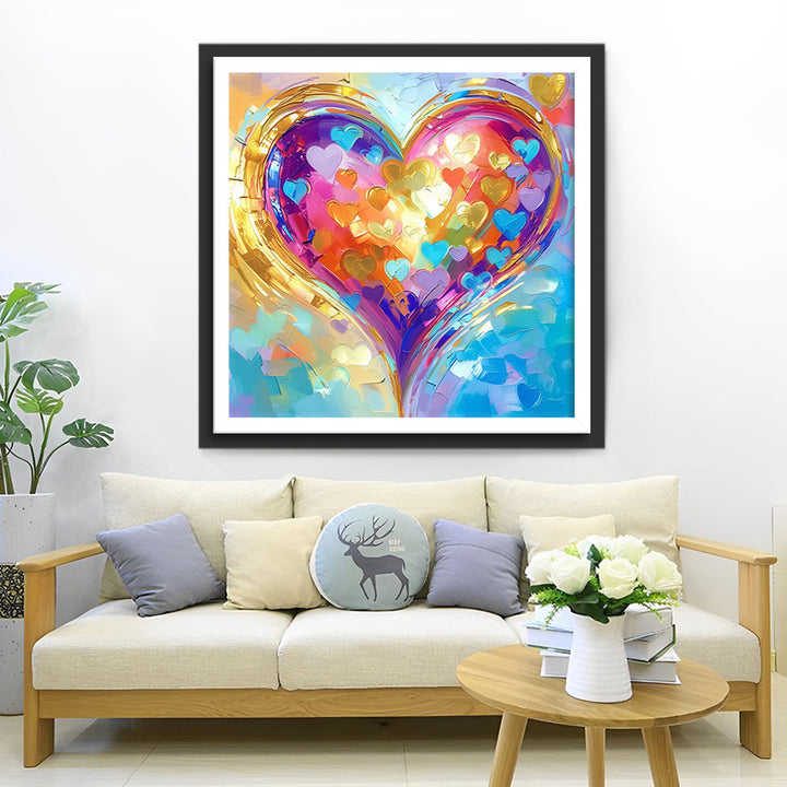 Warm Fel Kleurrijk Hart Diamond Painting