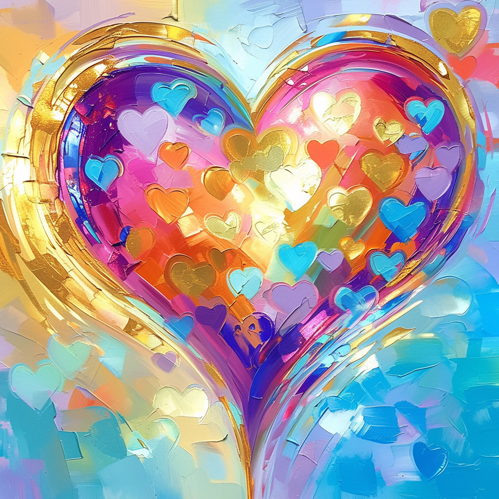 Warm Fel Kleurrijk Hart Diamond Painting