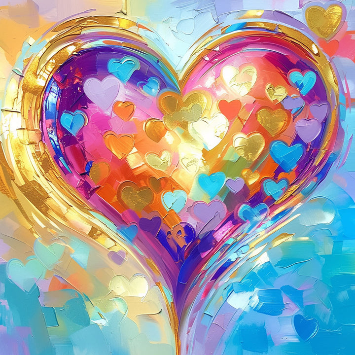 Warm Fel Kleurrijk Hart Diamond Painting