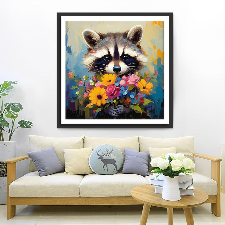 Wasbeer met Boeket Diamond Painting