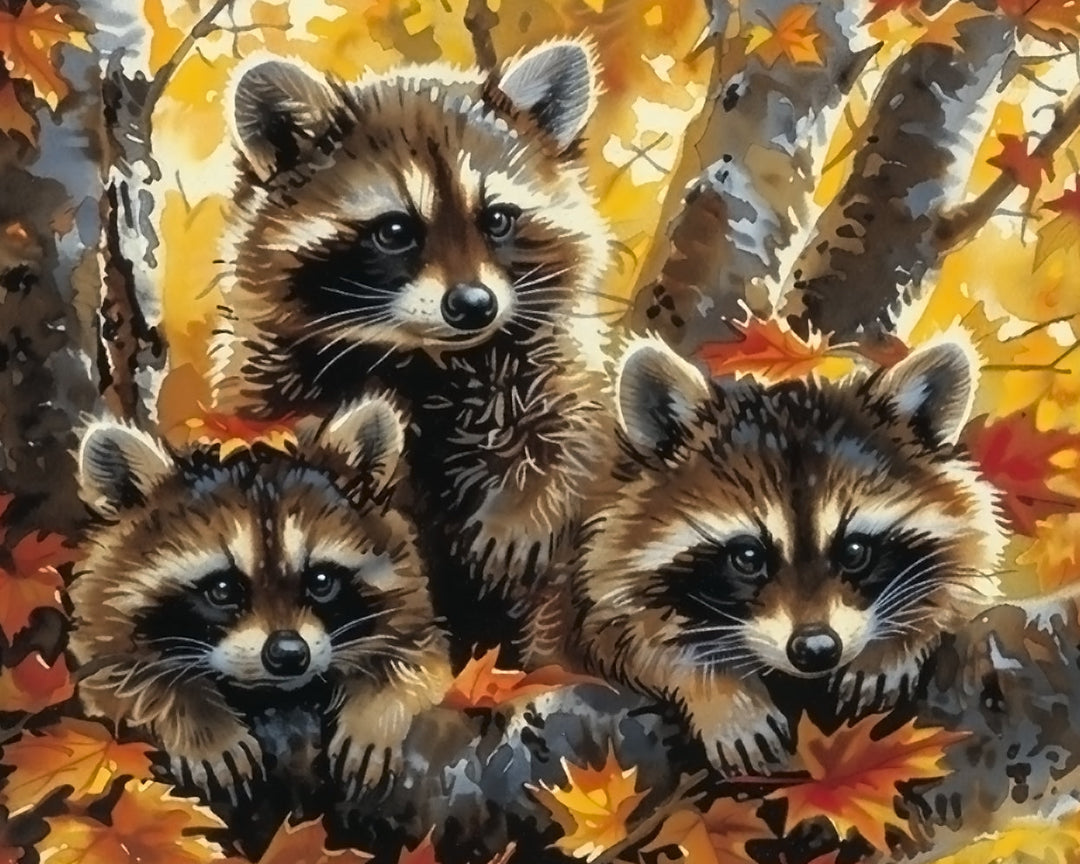 Wasberen en Esdoornbladeren Diamond Painting