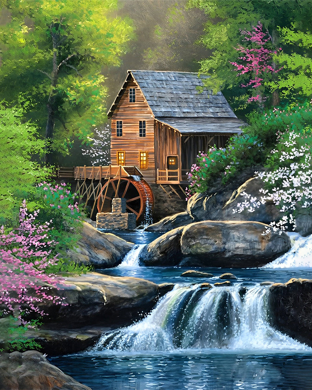 Watermolen in Het Zomerbos Diamond Painting