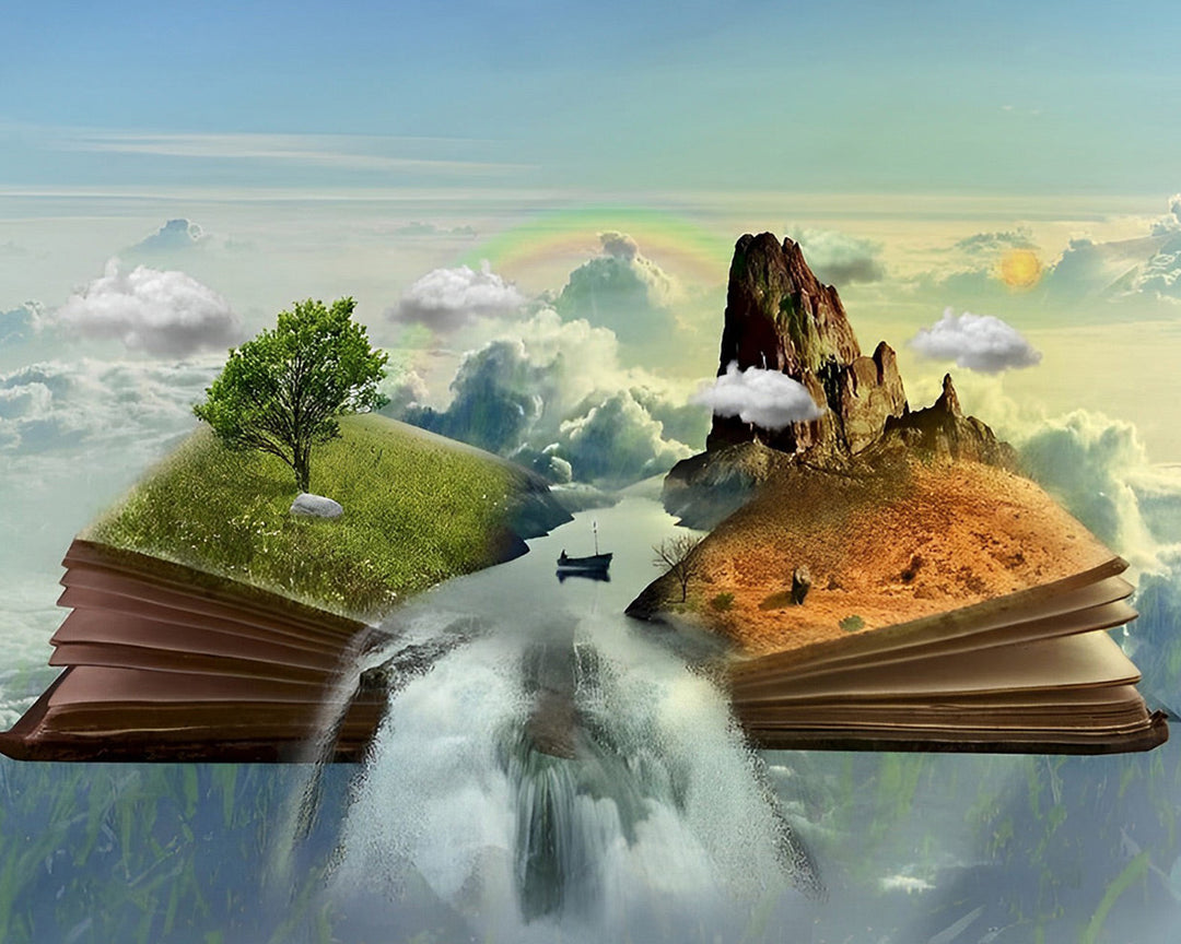 Waterval en Berg uit het Boek Diamond Painting