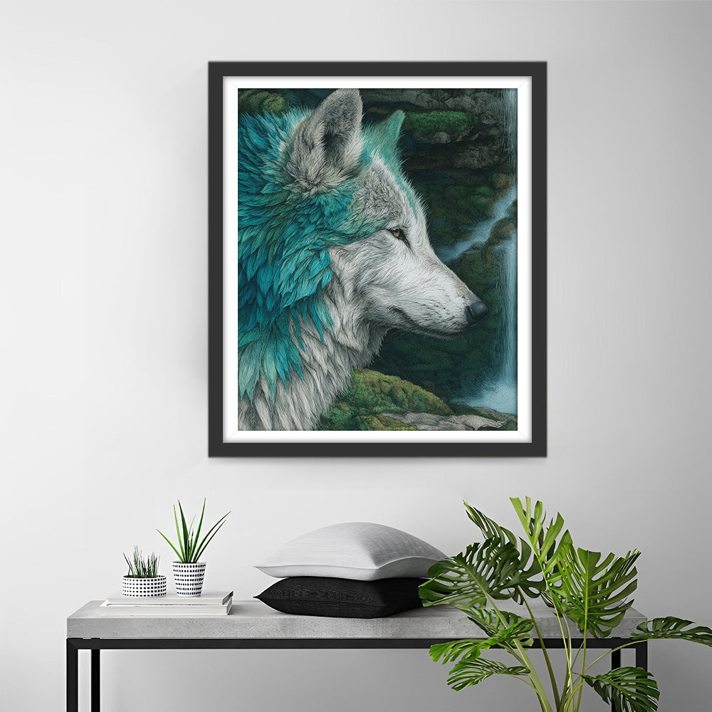 Waterval en Wolf Diamond Painting