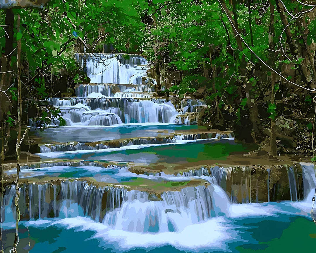 Waterval in de Bergen Diamond Painting