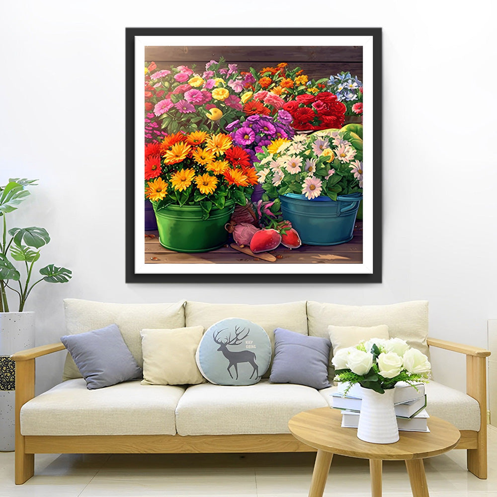 Weelderige Madeliefjes in Pot Diamond Painting