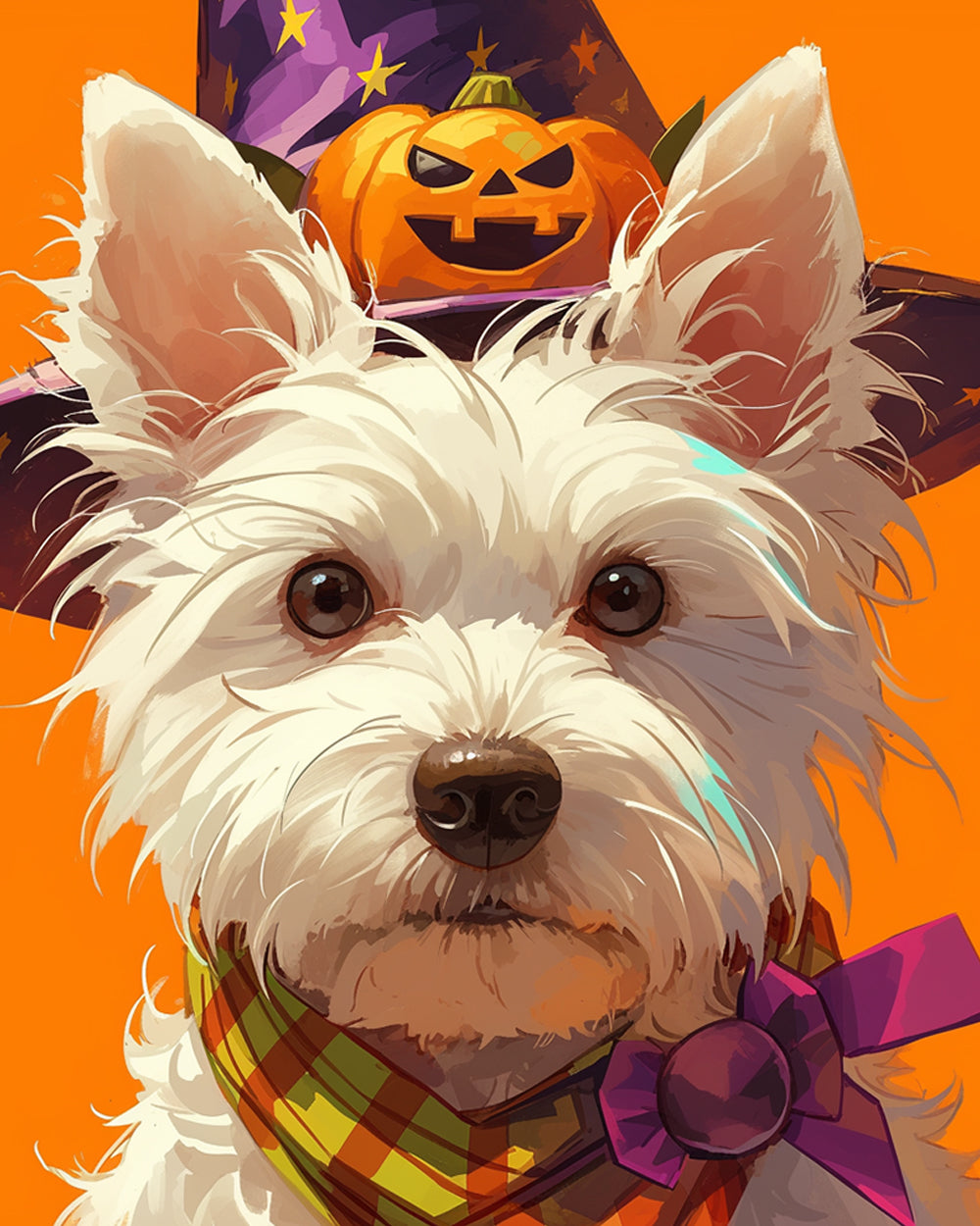 West Highland Terriër Verkleed voor Halloween Diamond Painting