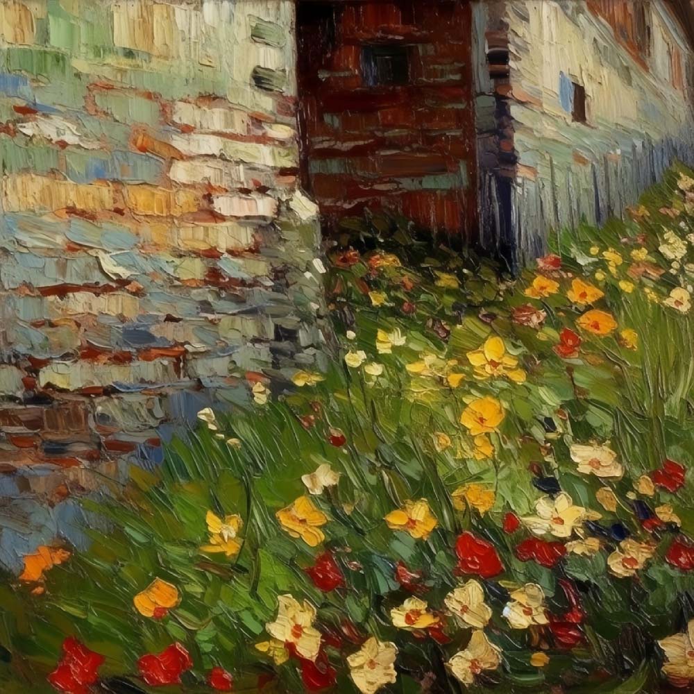 Wilde Bloemen in de Hoek van de Muur Diamond Painting