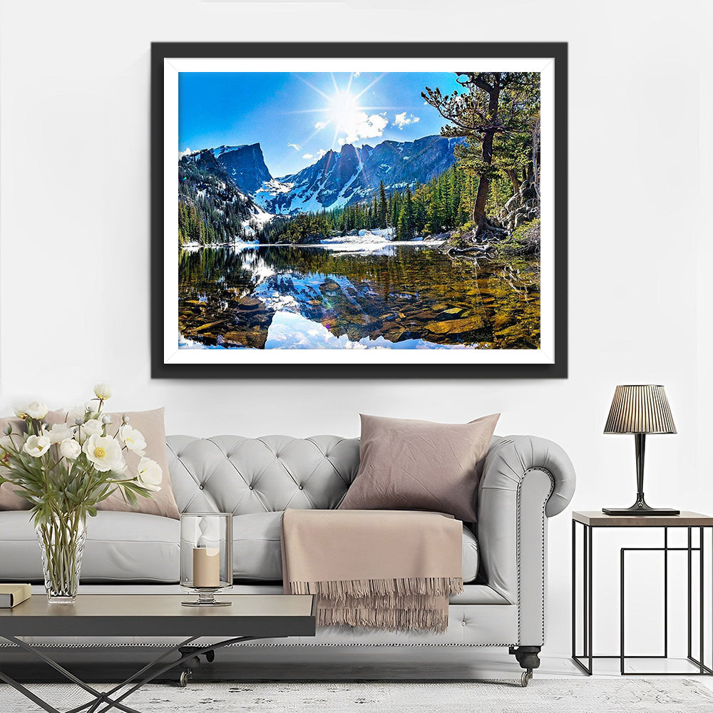 Winterbergen en Meer onder de Zon Diamond Painting