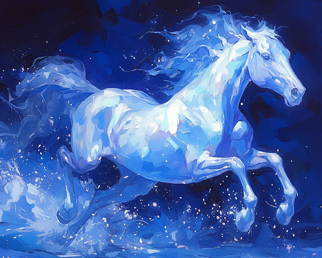 Wit Paard Rennend Diamond Painting