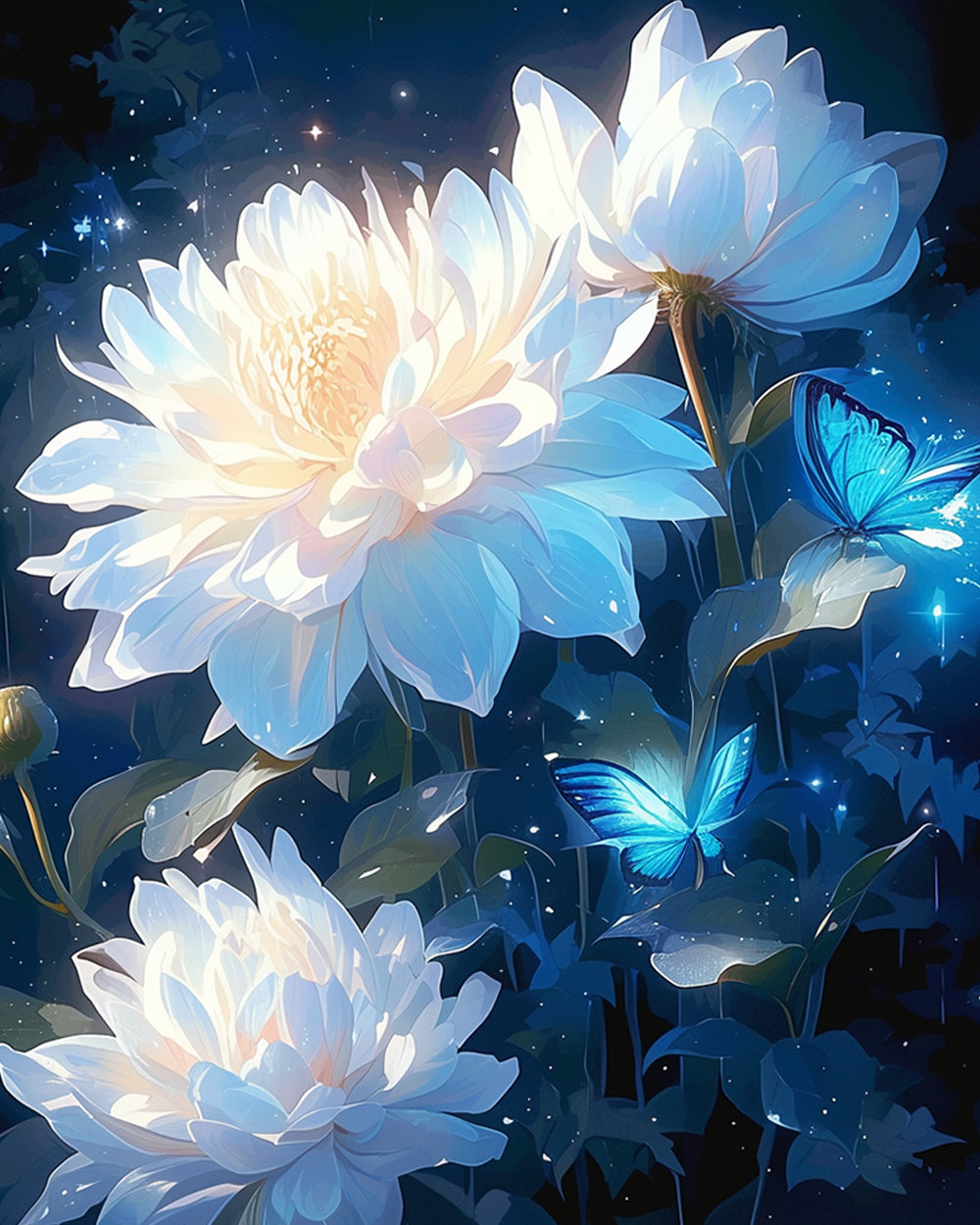 Witte Bloemenweelde Diamond Painting