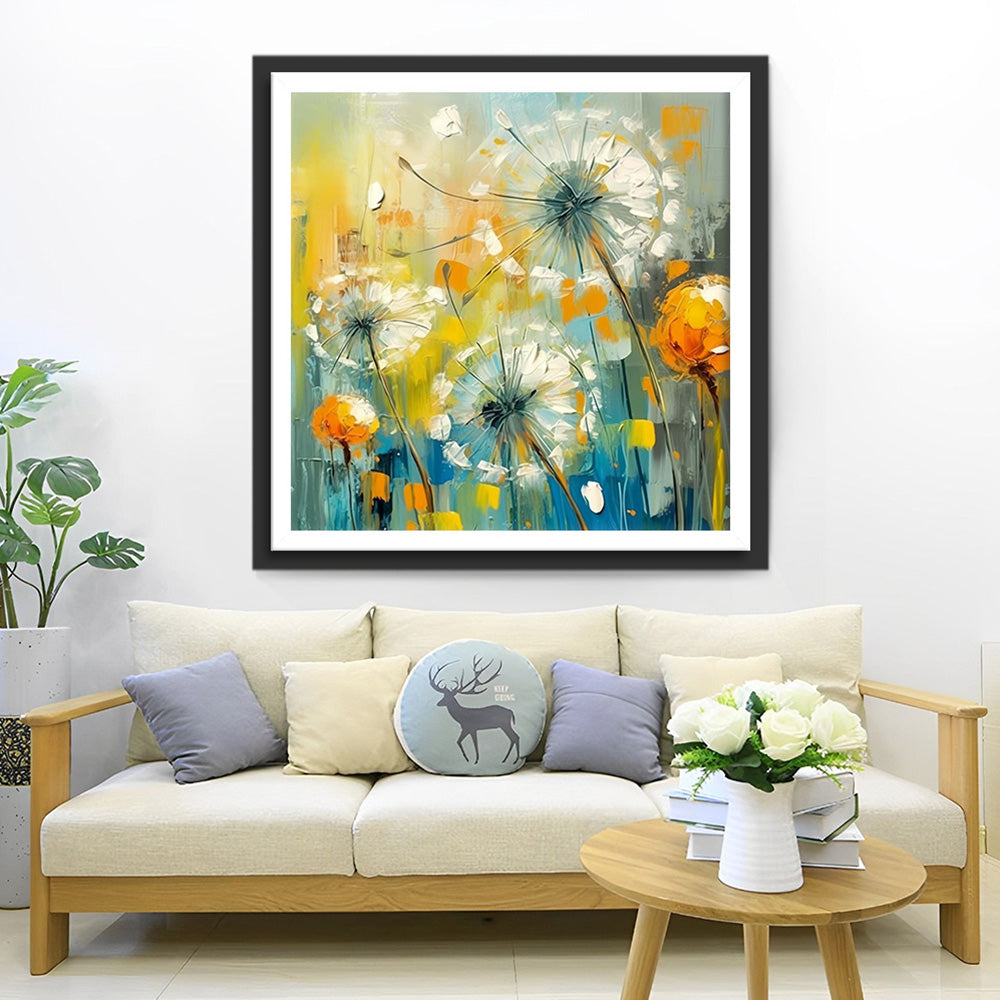 Witte Paardenbloem Diamond Painting