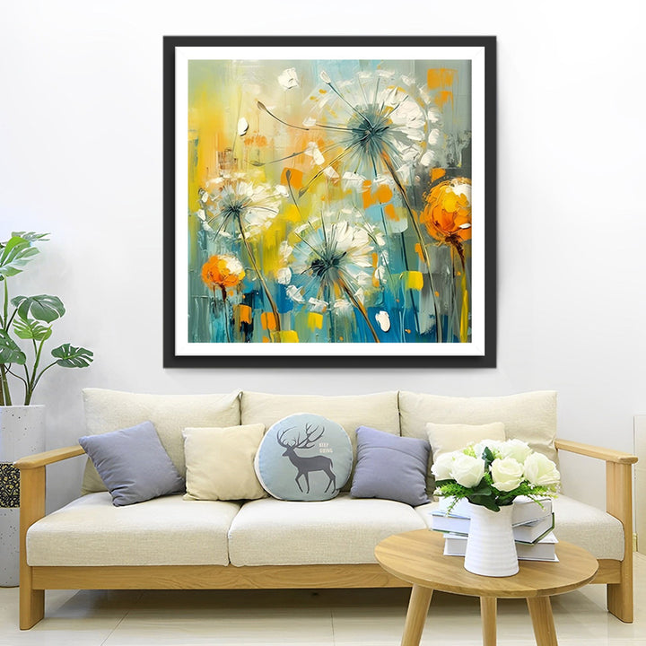 Witte Paardenbloem Diamond Painting