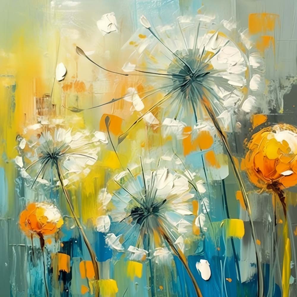 Witte Paardenbloem Diamond Painting