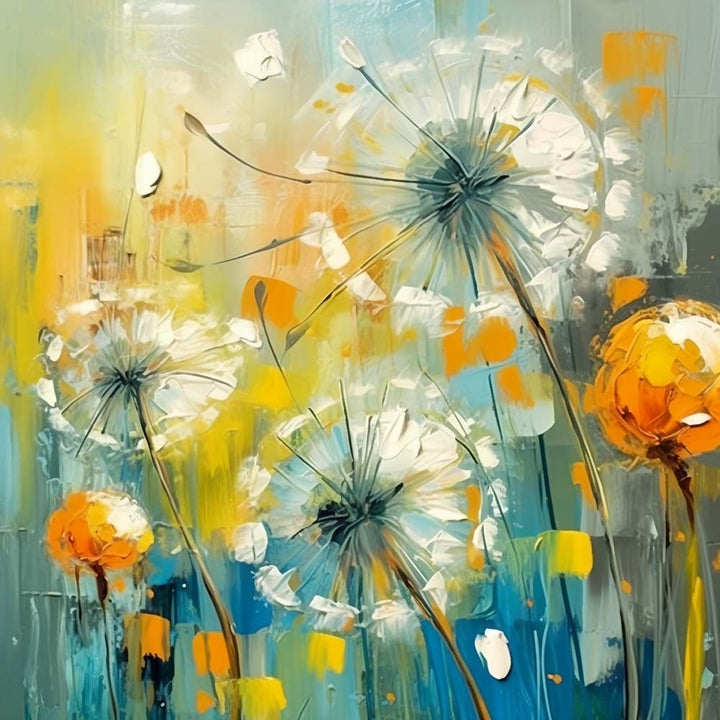 Witte Paardenbloem Diamond Painting